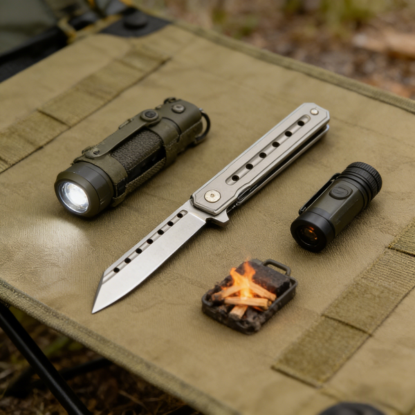 CRKT 2nd Generation Compact Baton Knife - 8Cr Steel Blade & Titanium Handle with Perforated Design | Premium EDC Self-Defense Tool