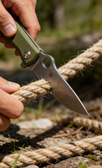 8cr14 Stainless Steel Folding Pocket Knife with Linen + Steel Handle - 8.5cm Drop Point Full Edge/Serrated Blade EDC Outdoor Tool