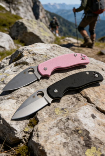 black and pink 8cr14 Stainless Steel Folding Pocket Knife with G10 Handle - 7.5cm Sharp Drop Point Blade EDC Outdoor Tool