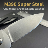 JJ070 M390 Automatic OTF Knife - Titanium Handle, Side-Opening Button Lock, 5cm Blade EDC Pocket Knife for Outdoor & Collection
