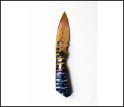 Titanium-Burned Handle Folding Knife Portable Special Steel Pocket Knife Daily EDC Outdoor Package Opener Gold Thunder Drop Point Blade Sharp Folding Knife