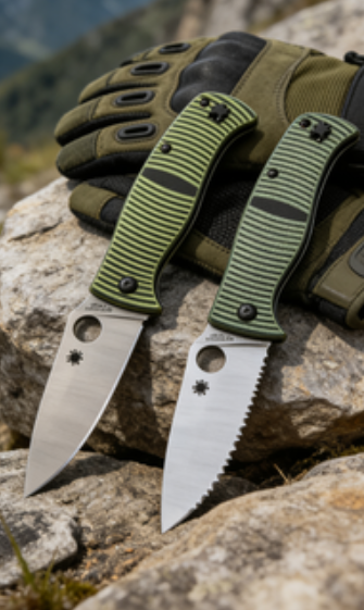 8cr14 Stainless Steel Folding Pocket Knife with G10 Handle - 9.8cm Drop Point Full Edge/Serrated Blade EDC Outdoor Tool