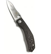 8cr14 Stainless Steel Folding Pocket Knife with Carbon Fiber Handle - 9.3cm Drop Point Full Edge/Serrated Blade EDC Outdoor Tool