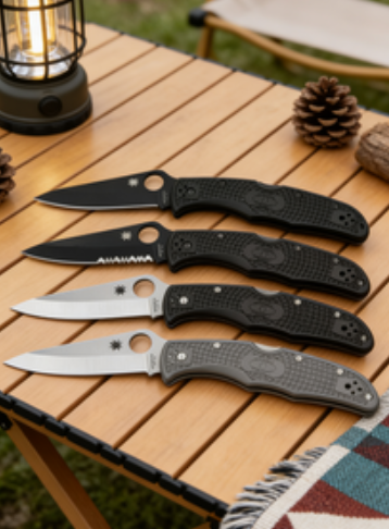 4-Piece 8cr14 Stainless Steel Folding Pocket Knife Set with Fiberglass Handle - EDC and Outdoor Cutting Tools