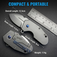 M390 Titanium EDC Pocket Knife - Assisted Opening, Ball Bearing Pivot, 4.5" Blade Folding Knife for Outdoor Camping Collection