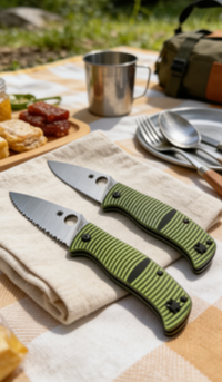 8cr14 Stainless Steel Folding Pocket Knife with G10 Handle - 9.8cm Drop Point Full Edge/Serrated Blade EDC Outdoor Tool