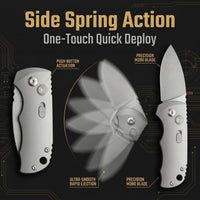 JJ070 M390 Automatic OTF Knife - Titanium Handle, Side-Opening Button Lock, 5cm Blade EDC Pocket Knife for Outdoor & Collection