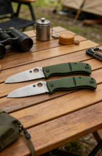 8cr14 Stainless Steel Folding Pocket Knife with G10 Handle - 9.8cm Cleaver Style Full Edge/Serrated Blade EDC Outdoor Tool