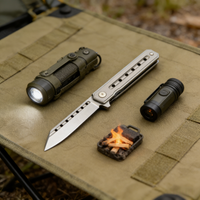 CRKT 2nd Generation Compact Baton Knife - 8Cr Steel Blade & Titanium Handle with Perforated Design | Premium EDC Self-Defense Tool