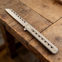 CRKT 2nd Generation Compact Baton Knife - 8Cr Steel Blade & Titanium Handle with Perforated Design | Premium EDC Self-Defense Tool