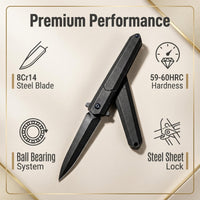 JJ041 EDC Folding Pocket Knife - 8Cr14 Steel Blade, Titanium Alloy Handle, Ball Bearing Pivot, Liner Lock Knife for Outdoor & Collection