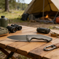CRKT JJ360 Folding Knife - D2 Steel Blade with Titanium Handle | Extra-Wide 3.78cm Water-Drop Point Blade | Premium EDC Pocket Knife