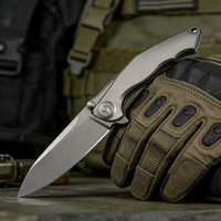 CRKT JJ360 Folding Knife - D2 Steel Blade with Titanium Handle | Extra-Wide 3.78cm Water-Drop Point Blade | Premium EDC Pocket Knife