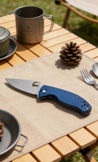 8cr14 Stainless Steel Folding Pocket Knife with Titanium Handle - 8.8cm Sharp Drop Point Blade EDC Outdoor Tool