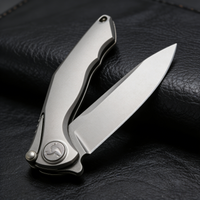 CRKT JJ360 Folding Knife - D2 Steel Blade with Titanium Handle | Extra-Wide 3.78cm Water-Drop Point Blade | Premium EDC Pocket Knife
