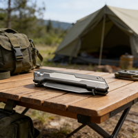 CRKT JJ007 Folding Knife - 14C28N Sandvik Steel Blade & Titanium Handle | T-Head Design EDC Pocket Knife