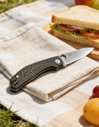 8cr14 Stainless Steel Folding Pocket Knife with Carbon Fiber Handle - 9.3cm Drop Point Full Edge/Serrated Blade EDC Outdoor Tool
