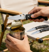 3-Piece 8cr14 Stainless Steel Folding Pocket Knife Set with Fiberglass Handle - EDC and Outdoor Cutting Tools