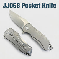 JJ068 "Tank" EDC Folding Knife | M390 Premium Blade, 61-63HRC, TC4 Titanium Handle, Assisted Open Pocket Knife for Outdoor