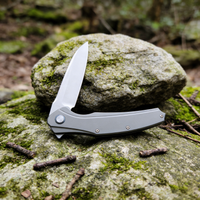 JJ079 titanium folding knife with D2 steel blade. Ultra-light 107g EDC knife with ball bearing system. Perfect for outdoor, camping, and collection.