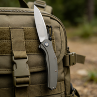 JJ079 titanium folding knife with D2 steel blade. Ultra-light 107g EDC knife with ball bearing system. Perfect for outdoor, camping, and collection.