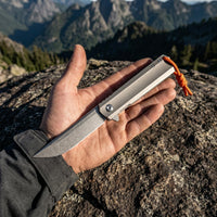 JJ030 EDC Folding Pocket Knife | 8CR18MOV Blade, 59-60HRC Hardness, Titanium Alloy Handle with Liner Lock, Smooth Ball Bearing Pivot Knife for Outdoor