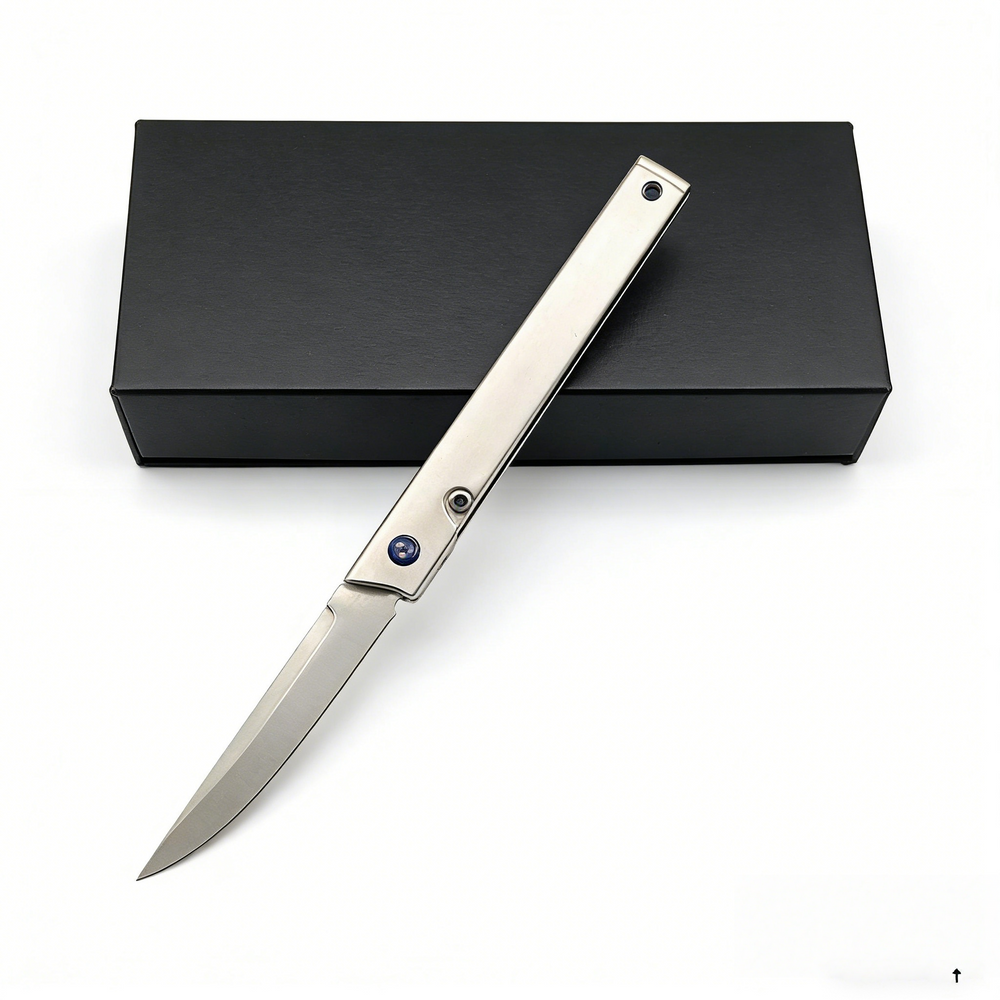 JJ097 ultra-light titanium folding knife with 9Cr steel blade. 60g EDC knife with ball bearing system. Perfect for outdoor, camping, and collection.
