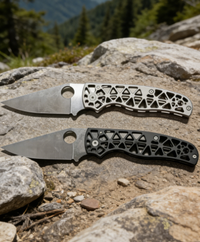 14C28N Stainless Steel Folding Pocket Knife with Titanium Handle - 9cm Pointed Blade EDC Outdoor Tool