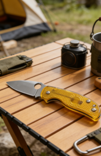 8cr14 Stainless Steel Folding Pocket Knife with PEI Handle - 7.5cm Sharp Drop Point Blade EDC Outdoor Tool