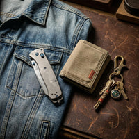 Benchmade 537 Style Titanium EDC Folding Knife - 8Cr14 Stainless Steel, Ball Bearing Pivot, Frame Lock Pocket Knife for Outdoor & Collection