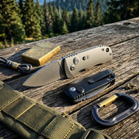 JJ070 M390 Automatic OTF Knife - Titanium Handle, Side-Opening Button Lock, 5cm Blade EDC Pocket Knife for Outdoor & Collection