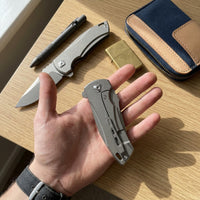 JJ068 "Tank" EDC Folding Knife | M390 Premium Blade, 61-63HRC, TC4 Titanium Handle, Assisted Open Pocket Knife for Outdoor