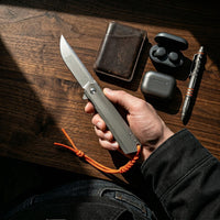 JJ030 EDC Folding Pocket Knife | 8CR18MOV Blade, 59-60HRC Hardness, Titanium Alloy Handle with Liner Lock, Smooth Ball Bearing Pivot Knife for Outdoor