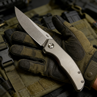 CRKT JJ110 Folding Knife - Damascus Steel Blade with Titanium Handle | Premium EDC Pocket Knife