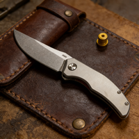 CRKT JJ110 Folding Knife - Damascus Steel Blade with Titanium Handle | Premium EDC Pocket Knife