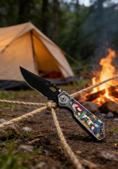 Painted Handle Folding Knife Portable Stainless Steel Pocket Knife Outdoor EDC Blade Daily Package Opener Tool