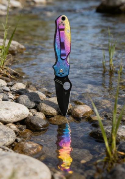 Iridescent Handle Folding Knife Portable Stainless Steel Pocket Knife M390 Blade Daily EDC Outdoor Package Opener Tool