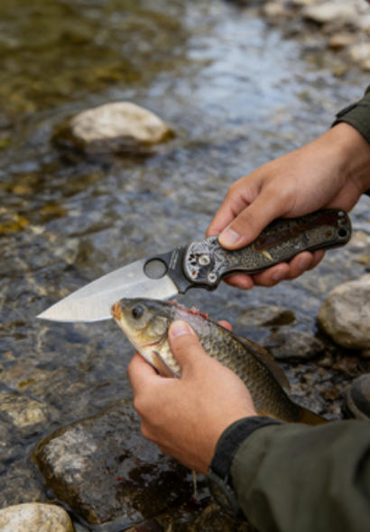 Carp Pattern Handle Folding Knife Portable Stainless Steel Pocket Knife Daily EDC Outdoor Package Opener Sharp Folding Pocket Knife