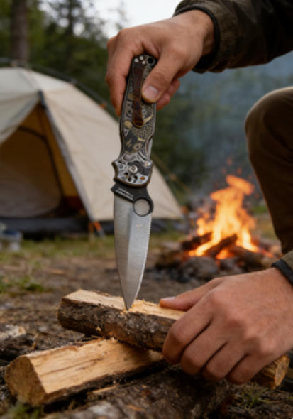 Carp Pattern Handle Folding Knife Portable Stainless Steel Pocket Knife Daily EDC Outdoor Package Opener Sharp Folding Pocket Knife
