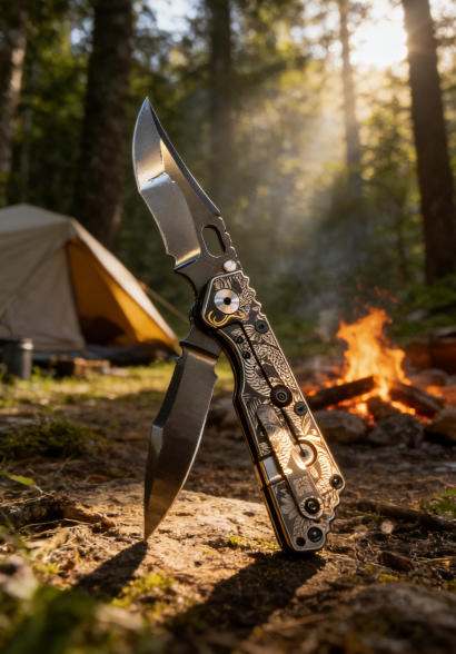 Large Snake Pattern Handle Folding Knife Portable Stainless Steel Pocket Knife Outdoor EDC Package Opener Sharp Folding Blade