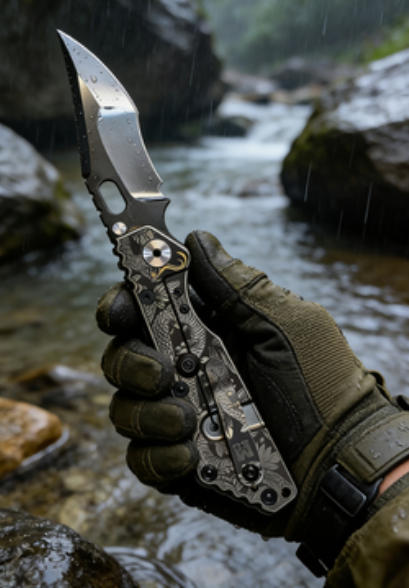 Large Snake Pattern Handle Folding Knife Portable Stainless Steel Pocket Knife Outdoor EDC Package Opener Sharp Folding Blade