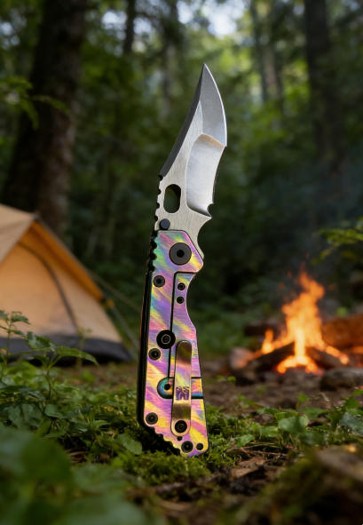 Large Colored Handle Folding Knife Portable Stainless Steel Pocket Knife Outdoor EDC Package Opener Sharp Brushed Blade Folding Knife