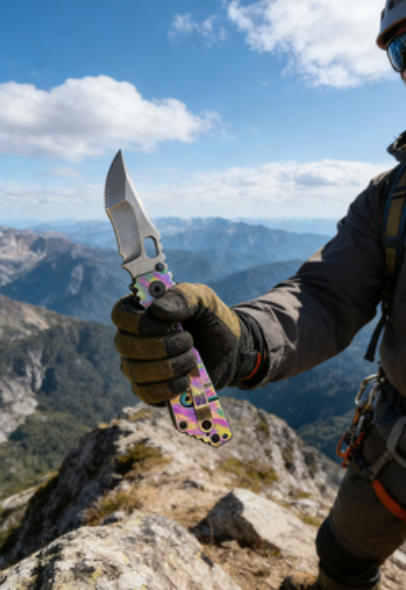 Large Colored Handle Folding Knife Portable Stainless Steel Pocket Knife Outdoor EDC Package Opener Sharp Brushed Blade Folding Knife