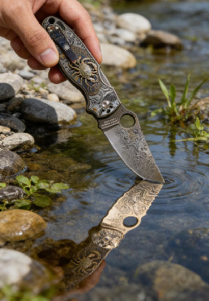 Carp Pattern Handle Folding Knife Portable Stainless Steel Pocket Knife Daily EDC Outdoor Package Opener Sharp Folding Pocket Knife