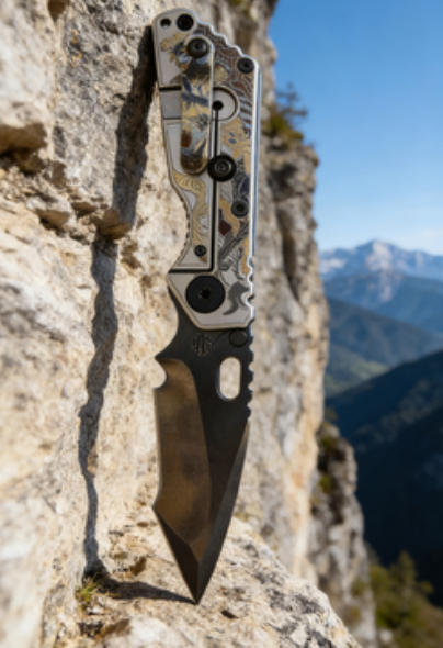 Titanium Alloy Handle Folding Knife Portable Stainless Steel Pocket Knife Daily EDC Outdoor Package Opener Sharp Sandblasted Blade Folding Knife