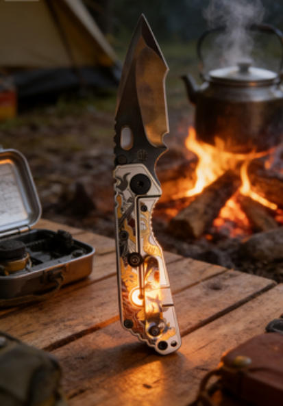 Titanium Alloy Handle Folding Knife Portable Stainless Steel Pocket Knife Daily EDC Outdoor Package Opener Sharp Sandblasted Blade Folding Knife