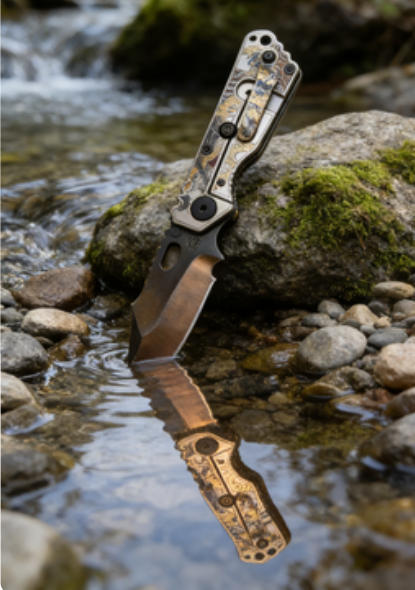 Titanium Alloy Handle Folding Knife Portable Stainless Steel Pocket Knife Daily EDC Outdoor Package Opener Sharp Sandblasted Blade Folding Knife