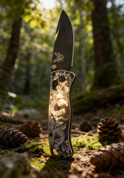 Snake Pattern Handle Folding Knife Portable Stainless Steel Pocket Knife Daily EDC Outdoor Package Opener Mirror Blade Sharp Folding Knife