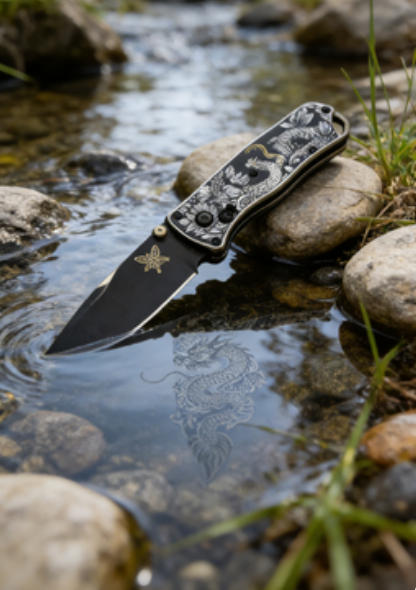 Snake Pattern Handle Folding Knife Portable Stainless Steel Pocket Knife Daily EDC Outdoor Package Opener Mirror Blade Sharp Folding Knife