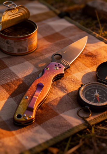 Ice Crystal Titanium Iridescent Handle Folding Knife Portable Stainless Steel Pocket Knife Daily EDC Outdoor Package Opener Sharp Folding Pocket Knife